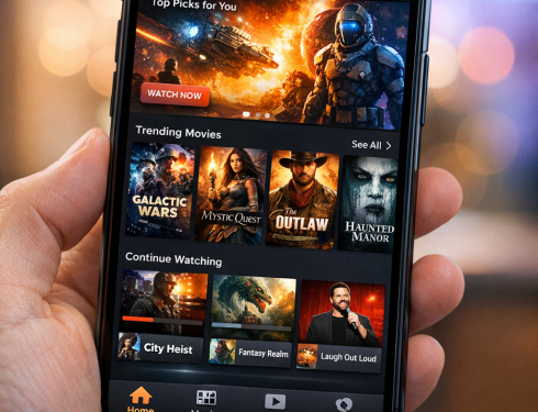 MobiFlix app interface on smartphone