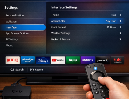 Projectivy Launcher interface on Fire TV