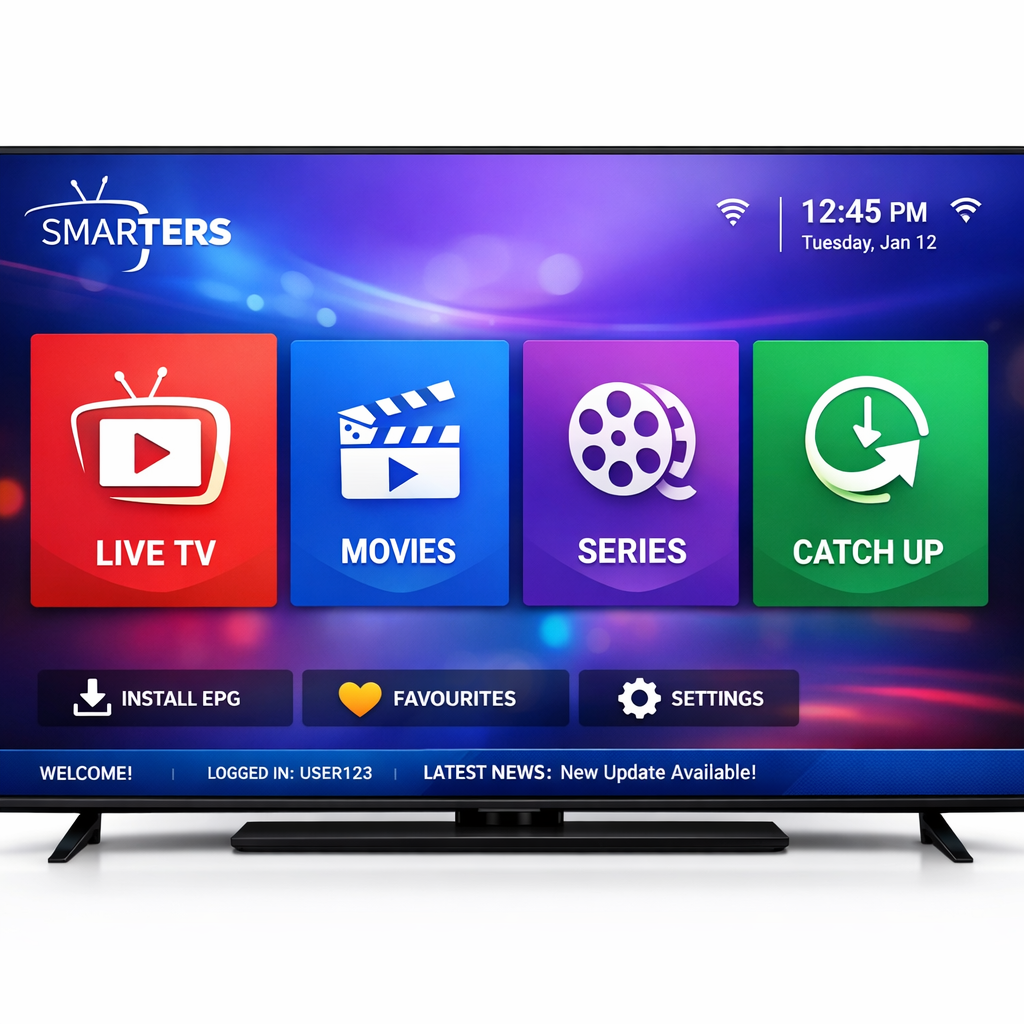 Smarters APK interface on smart TV