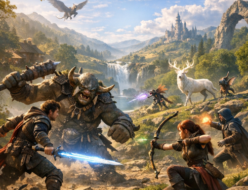 Fable 5 release featuring game characters and landscapes