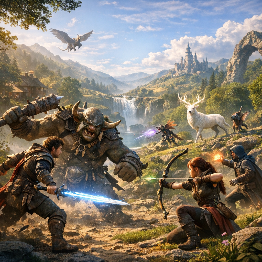 Fable 5 release featuring game characters and landscapes